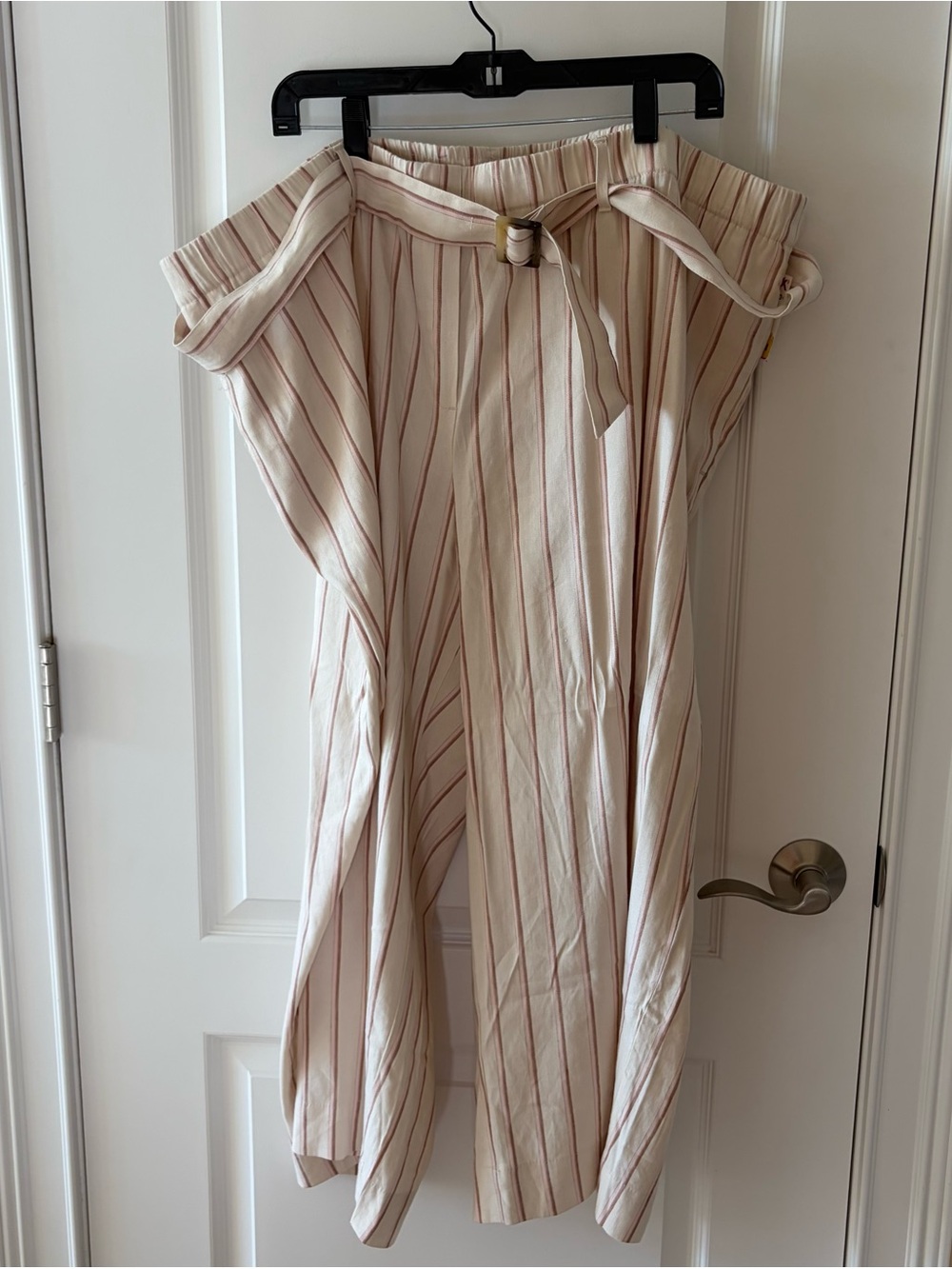 J. Jill Cream Wide-Leg pants with Pink and tan Stripes